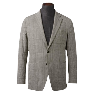 GORNIA/格罗尼雅男士单西服棉质面料格纹泡泡纱时尚商务西装上衣