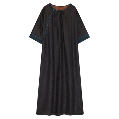 萧娘【醉鑫】四经绞罗香云纱连衣裙新中式圆领裙桑蚕丝长裙夏5313