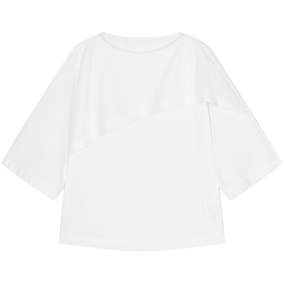 LESS一字领双层门襟宽松衬衫女