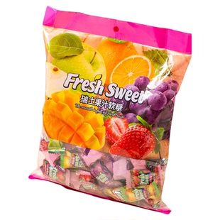 新年糖果瑞士果汁软糖水果味混合糖果结婚喜糖果过年年货休闲零食