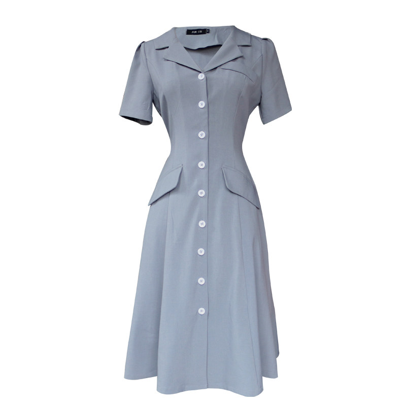 juju定制职业连衣裙收腰显瘦通勤