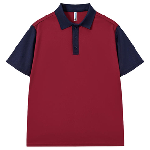夏季餐饮店员工作服短袖订制印logo拼接食堂学校服务员polo衫工装