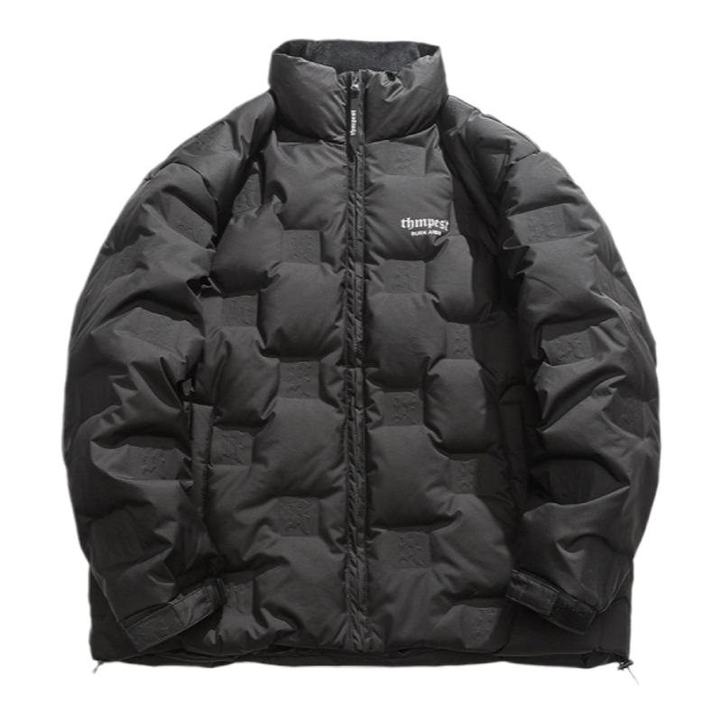 小彬国潮菱形格轻薄百搭羽绒服男女冬季宽松保暖90白鸭绒连帽外套