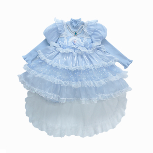 爱莎公主裙子女童秋冬季小女孩高端艾莎连衣裙儿童生日礼服蛋糕裙