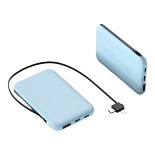 多马士充电宝超薄小巧便携卡片5000毫安双向快充移动电源适用于苹果安卓Type-C自带线内置线插头礼品LOGO定制