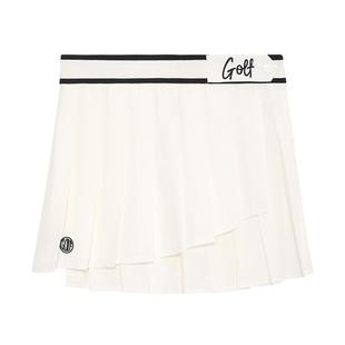 GOLF/高尔夫白色短裙夏季女高腰显瘦百褶a字短裙时尚气质半身裙女