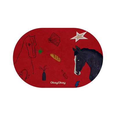 okay马年红色浴室吸水地垫新年喜庆厕所门口脚垫卫生间门垫防滑垫