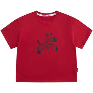 小象汉姆童装男童短袖T恤儿童红色上衣马年衣服新年2026夏装新款