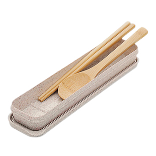 品楠竹便携餐具高档筷子勺子叉子收纳盒上班随身旅行外带套装