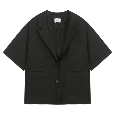 LOWRYS FARM外套女2025年夏季新款通勤宽松短袖西服外套253196