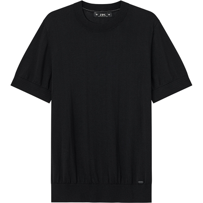 JDV商场同款男士黑色天丝短袖T恤
