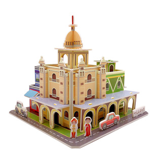 亚洲建筑儿童3d立体拼图diy房屋美食街男女孩6岁益智玩具7-8学生