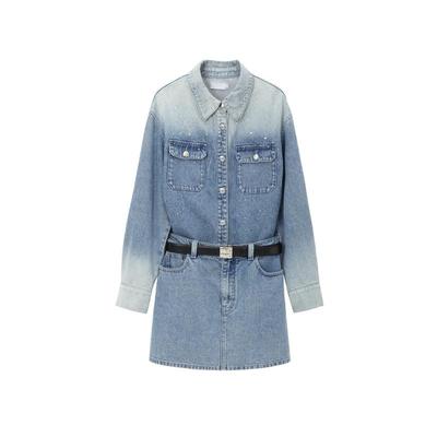 REVAN芮范设计师款通勤感渐变牛仔连衣裙RL11102106