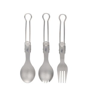 山乎纯钛户外折叠叉勺多功能便携筷子露营野餐工具勺子钛合金叉子