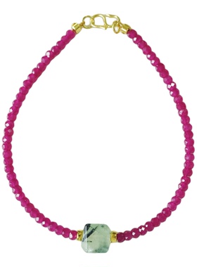 天然葡萄石红刚玉新中式手作手链