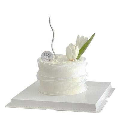 女神蛋糕装饰简约风丝带郁金香