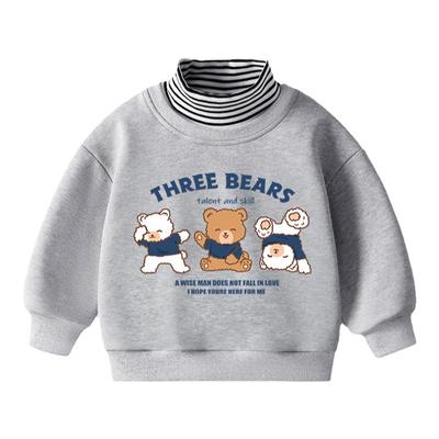 男童卫衣加绒冬装宝宝一体绒上衣