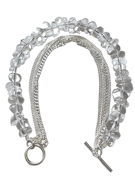 巴西天然白水晶925纯银多层手链