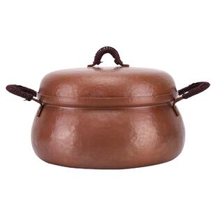 加厚纯手工铜火锅纯铜家用双耳平底汤锅火锅商用紫铜带盖煲汤焖饭