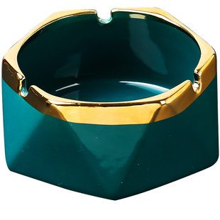 北欧轻奢高档陶瓷烟灰缸家用客厅创意个性潮流带盖防飞灰装饰摆件