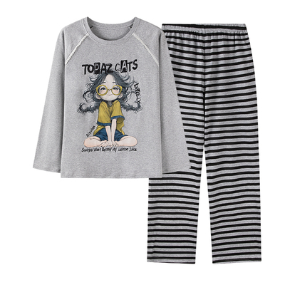 卡之恋女士纯棉睡衣春秋长袖长裤