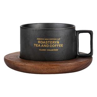 美式咖啡杯带勺碟子套装时尚法式日系复古家用陶瓷杯子水杯马克杯