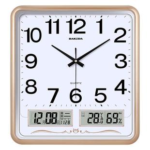 家用方形挂钟客厅钟表现代时钟挂墙简约时尚电子日历挂表石英钟表
