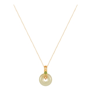 AJIDOU阿吉豆项链女款S925银平安扣颈链和田玉点缀吊坠颈链锁骨链