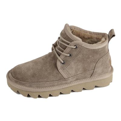 冬真皮加厚羊毛保暖防滑雪地靴女