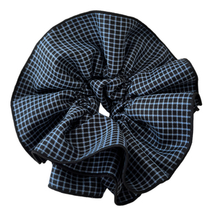 蓝色格纹大号大肠发圈女2025新款高级感皮筋扎头发绳慵懒风头花饰