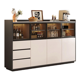 实木餐边柜靠墙一体储物柜轻奢酒柜家用客厅置物柜定制收纳柜矮柜