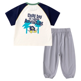 嘟嘟家儿童套装夏季宝宝t恤裤子男童两件套女童卡通短袖新款夏装