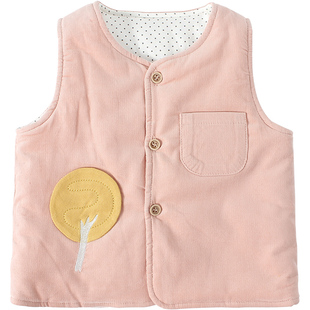 薄棉灯芯绒夹棉小童马夹加棉保暖宝宝马甲防凉护肚纯棉婴儿棉背心