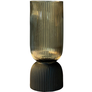 极简磨砂香槟玻璃花瓶设计师推荐软装饰品直筒插花艺摆件餐桌客厅