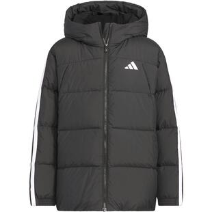 阿迪达斯童装25冬男大童羽绒服厚款儿童三条纹防风保暖外套KC5928