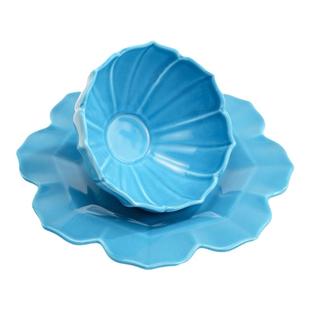 甘肃省博物馆文创蓝莲盏莲花形玻璃托盏茶杯纪念品生日礼物伴手礼