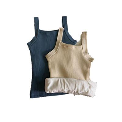 加绒加厚纯色针织小背心女