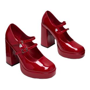 [程潇春晚同款]厚底Steve Madden思美登CABERNET红色玛丽珍高跟鞋