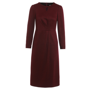 大气廓形职业通勤连衣裙2026春秋新款设计感收褶知性收腰中长裙