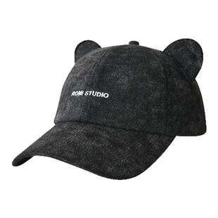 可爱猫耳朵软顶棒球帽女生宽檐显脸小鸭舌帽时尚甜酷风遮阳帽子潮