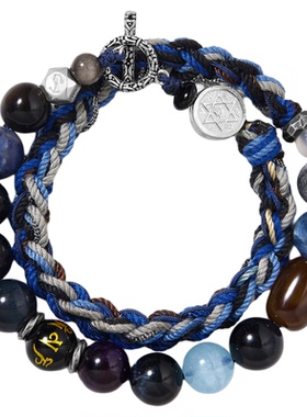 天蝎座 I 手工编绳手链男女纯银转运珠海蓝宝DIY搭配十二星座手串