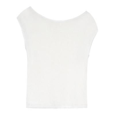 和纸纱亚麻短袖针织衫