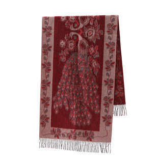 空调纯羊毛披肩围巾披冬季保暖披肩两用民族风情侣两用孔雀披肩