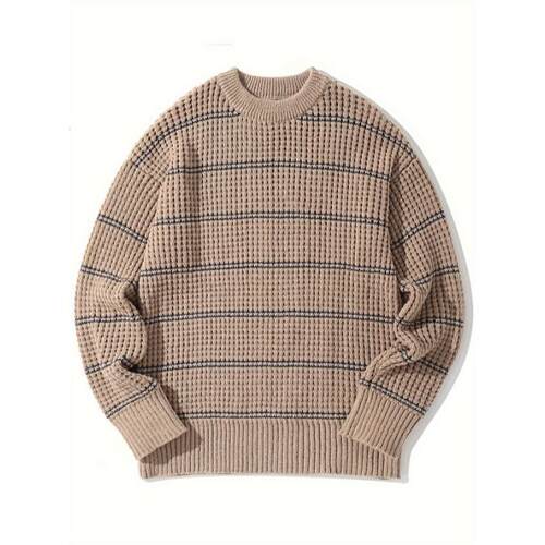 B 48694 Color Block Crew Neck Knit Sweater 拼色圆领针织毛衣