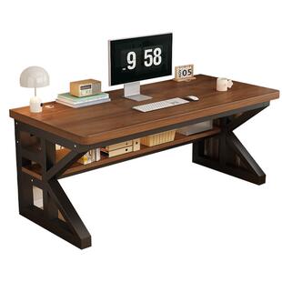 实木电脑桌台式电竞桌卧室家用书桌学生学习桌双人简易电脑办公桌