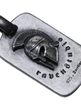 渡鸦原创斯巴达头盔军牌纯银吊坠