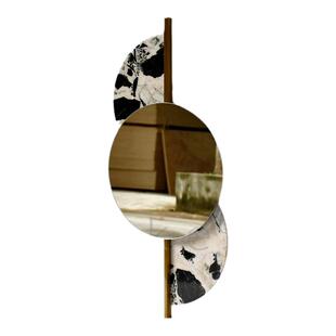 轻奢高级感天然大理石奢石不锈钢客厅挂墙装饰镜子设计师款家用