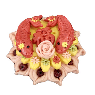 烧香拜佛春节过年结婚盆鱼生日摆供上贡品枣山糕鲤鱼花馍馒头礼盒