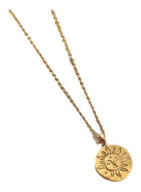 ins圆牌金币小太阳吊坠毛衣链