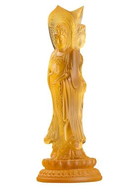 琉璃三面观音佛像家居摆件